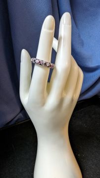 18K White Gold Ring with Diamonds & Colored Stones   Size 5.75