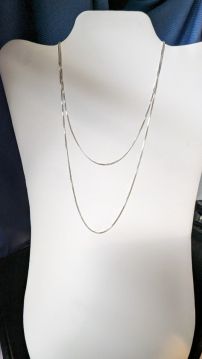 .925 Sterling Silver Thin Box Chain Necklace - 36 inches
