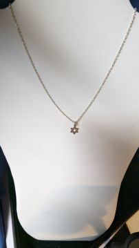 .925 Sterling Silver Cable Chain Necklace & Jewish Star 18 inches