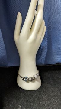 .925 Sterling Silver Bracelet with Sparkling Charms - 8 inches 