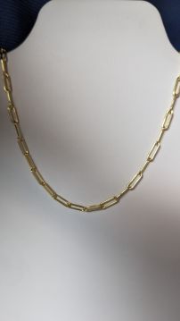 .925 Solid Sterling Silver With 14k Plated Paper Clip Necklace 