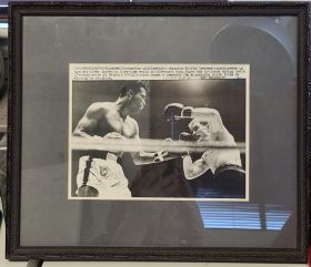 Framed B & W Photo of Sugar Ray Robinson and Wilfie Greaves 1961