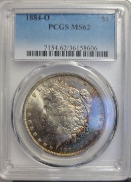 1884 O $1 PCGS MS62 Crescent Toning